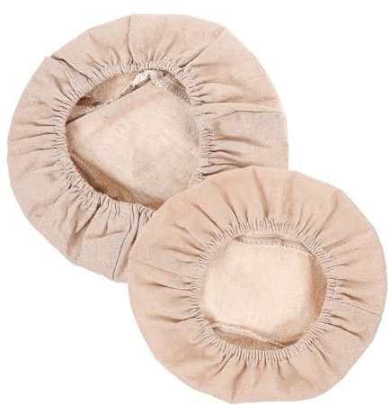 FELTECHELECTR Bread Basket Cloth Liner Set 2pcs Sourdough Bread Cloth Liner Covers Beige Cotton Fabric Round 20x8cm Oval 21x15x8cm Fermentation Basket Accessories