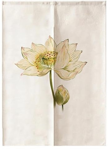 Küchenvorhänge Gelber Lotus Grün Scheibengardinen Polyester Vorhänge Kurz Waschbar Raumteiler Vorhang Türvorhang Langlebig Küchenvorhang Kurze Gardinen Verdickung Tür Vorhang 90x200cm