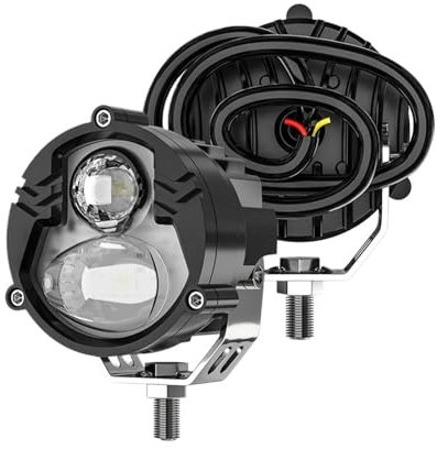 Proyector Moto Focos De Lentes LED Doble Color 2 Uds 60W 12V 24V Luz Conducción Auxiliar Lámpara Antiniebla para Todoterreno SUV ATV Camión Y Motocicleta Faros Delanteros