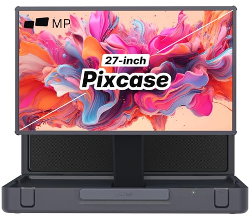 MP Mobile Pixels 27 Pixcase Computer Monitor, 1080P Touchscreen with 16GB RAM, Google Play Access, 40W Speakers, Compact Suitcase Design, Gamepad and Control