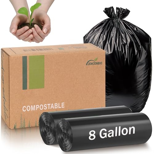 JENCENBIO Kompost-Müllbeutel, 30 Liter, extra dick, 23 Mikron Lebensmittelabfallbeutel, mit US BPI ASTM D6400 und Europe OK Compost Home zertifiziert