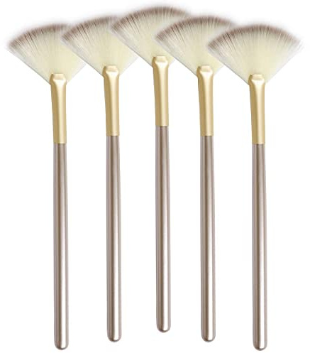 Slim Soft Facial Fan Brush,Makeup Cosmetic Multi Use, Mask Acid Applicator for Glycolic Peel Masques,Face Mask Brush,Pack of 5