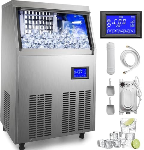 Machine à Glaçons Commerciale 1030W 200kg/24h Glace Machine Professionnel 160 Glaçons en 8-15 Minutes Écran LCD Storage de 59kg pour Maison Bureau Restaurant Bar Café (200Kg/24H)