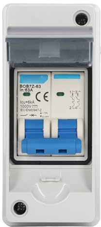 PV Solar -Trennschalter Überspannungsschutz IP65 Wasserdicht 63A 1000 V für Photovoltaic Solar Panel Grid Connected System und -Off Grid System Stromerzeugung Haushaltshaushalt, Überlast und