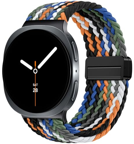 Epova Kompatibel med Armband Samsung Galaxy Watch 8 40mm 44mm - Armband Galaxy Watch 8 Classic 46mm, Sport Flätat Magnetiskt i Elastiskt Nylonband för Samsung 8 Classic Herr Dam, Färgad