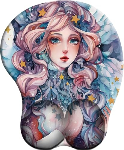 3D Tapis de Souris Ergonomique - Tapis de Souris Gamer avec Repose Poignet, Confort avec Repose- Gaming Mouse Pad pour Bureau et Maison，La beauté des Ailes d'ange