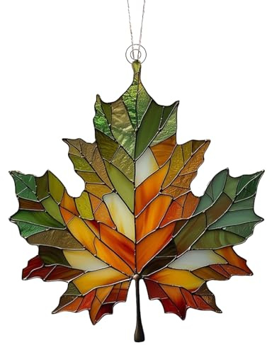 Raypontia 15x12cm Acryl Ahornblätter Ornament, Wanddekoration Mit Herbstblättern, Ahornblatt Ornament Aus Gebeiztem, Herbsts Deko Anhänger, Herbstdeko Fenster Hängend, Ahornblatt Anhänger