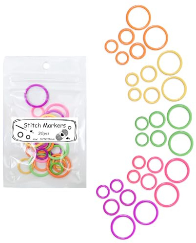 PANGBOER 30 Stück bunte runde Maschenmarkierer, O-Ringe, Strickmarker, Häkelmarker, Strickzubehör, 30 Stück