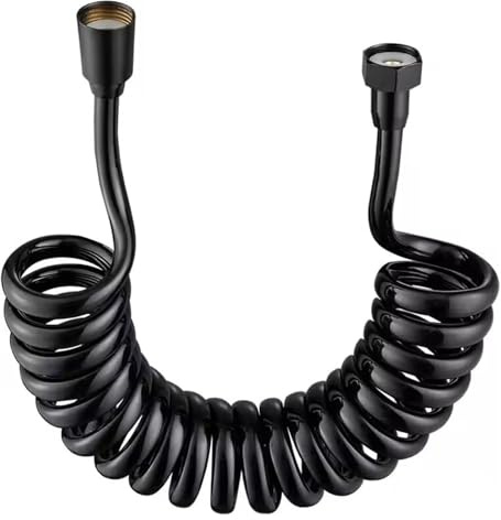 Xuro Upgraded Spring Retractable Shower Hose 1.5/2/3/5M Spiral Flexible for Showerhead Toilet Bidet Water Pipe Plumbing Bathroom(Black,200CM)
