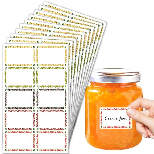 Jam Labels for Jars, Jam Jar Labels Self Adhesive Easy Peel | Waterproof Food Label Stickers Freezer with Easy Write Surface for Kitchen Food Bottle Preserves Containers (45 x 67 mm-1)