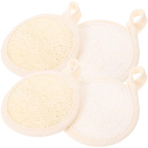 MUCKLILY 4 Stck Teiliges Gesichtspeeling Natürlichem Luffa Sanfter Peelingschwamm für Frauen Weiche Exfolierende Pads zur Tiefenreinigenden Gesichtspflege Hautfreundlich und Vielseitig