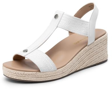 DREAM PAIRS Sandales Compensées Femme Espadrilles Confortables avec Soutien de la Voûte Plantaire, Semelle Amortissante, Bride Élastique, Style Décontracté Vacances Été