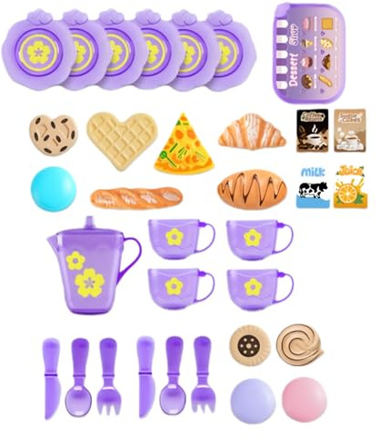 Juego de cocina para niños – Juego de té realista con 33 piezas | Juego de cocina para niños | para niñas y niños regalo cumpleaños Navidad Año Nuevo Pascua casa