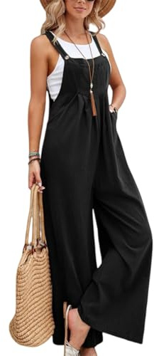 Salopette Donna Estiva Casual Pantaloni Baggy Oversize Allentata Tuta Jumpsuit con Tasca Vestibilità Ampia Tuta in Cotone Donne Casual Playsuit Pantaloni da Lavoro Sciolto Pagliaccetto da Donna Comoda