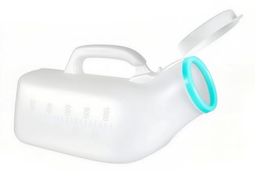 Urine Bottles Male Spill Proof Urine Bottle Male Urinal Bottles for Men 1000mL Thick Plastic Pee Bottle for Men Portable Urinal Bottle with Lid for Hospital Elderly Travel Bottle and Emergency