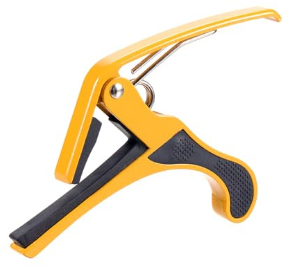 Keenso Gitarren-Kapodaster, Metall-Kapodaster mit Dickem Silikon-Pad, Schnelle Freigabe, Ergonomisches Design, Universelles Zubehör für Akustikgitarren-Ukulele (YELLOW)