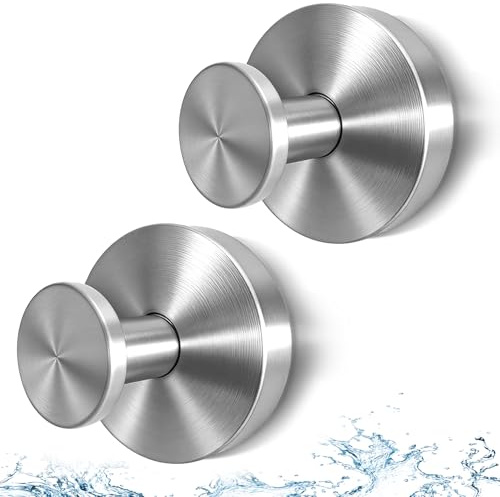Suction Cup Hooks for Shower, Heavy Duty Stainless Steel, Silver 2 Pack