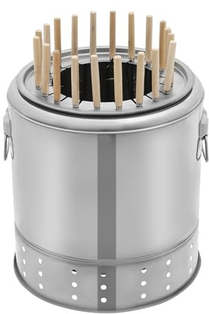 Träkolgrill i hinkformat shish kebabgrill för 20 spett grillgrill 3–6 personer kycklinggrill grillgaller med grilltillbehör set för olja-kolseparation campinggrill picknickgrill träkol spara