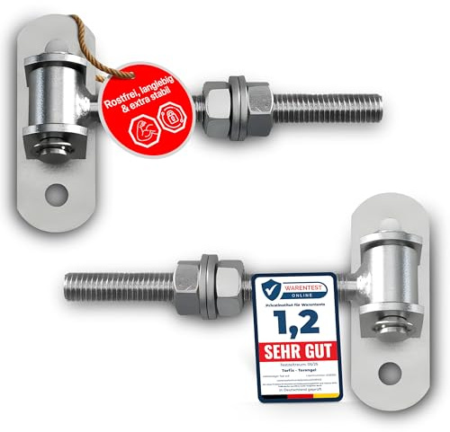 TORFIX® Einstellbares scharniere gartentor M18 130 mm, 2er Set hochbelastbar aus Stahl verzinkt - Anschraubplatte 140x50x6 mm - Tor Scharnier für Gartentor & Eingangstor - tor scharniere schwerlast.