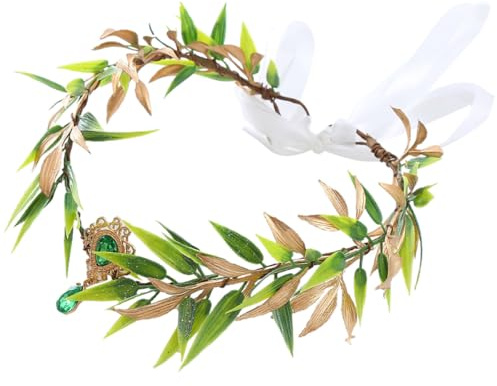 NIYANGLE Diadema de Hojas Simuladas para Boda y Cosplay, Tocado Nupcial de Plástico Verde Diseño Colgante, Accesorio para Mujer, Tamaño Único Elegante