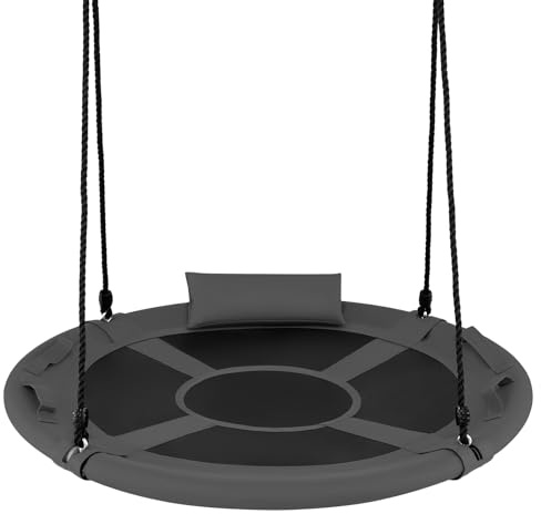 COSTWAY Nestschaukel Outdoor 100 cm, Kinderschaukel mit Kissen & Griffe | Baumschaukel bis 150 kg belastbar für Kinder & Erwachsene, Hängeschaukel Höhenverstellbar, Schaukel für Indoor & Outdoor