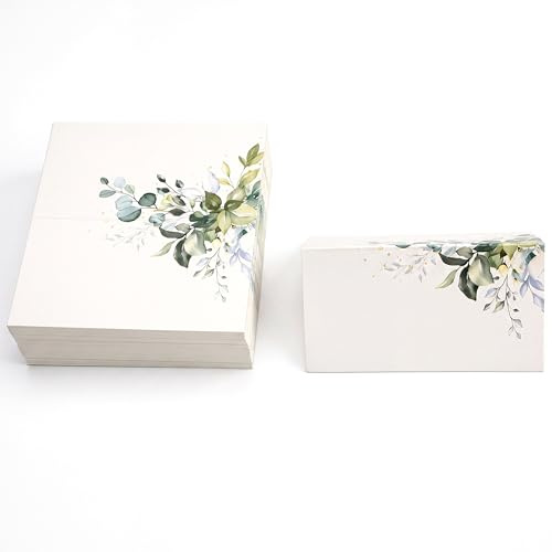 80 tarjetas de lugar de eucalipto, tarjetas de nombre de boda para mesa | Tarjetas de mesa de hojas verdes para bodas, cumpleaños, fiestas de Pascua, tarjetas de mesa (3.5 x 4 pulgadas)