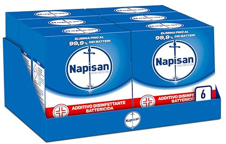 Napisan Additivo Lavatrice Igienizzante Extra Protection in Polvere 500gr, 6 Confezioni da 500gr di Additivo in Polvere Lavatrice