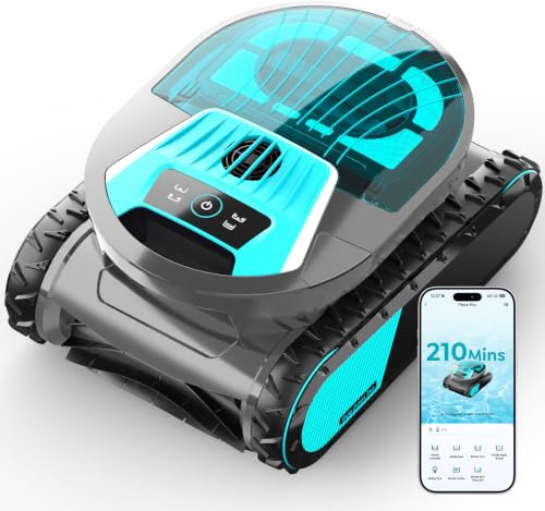 BRINBO (Versione 2026) Pleco PRO Robot Piscina Pulizia Fondo, Pareti e Linea dell'Acqua, 210 Min Autonomia, 3 Motore, Doppio Filtro, App e Pianificazione Intelligente, per Piscine Fino a 200 ㎡