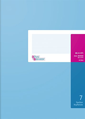 Konig & Ebhardt K + E Konig & Ebhardt 8611071-7107K40KL Spaltenbücher mit Kopfleiste A4 7 Spalten Inh.40 Blatt