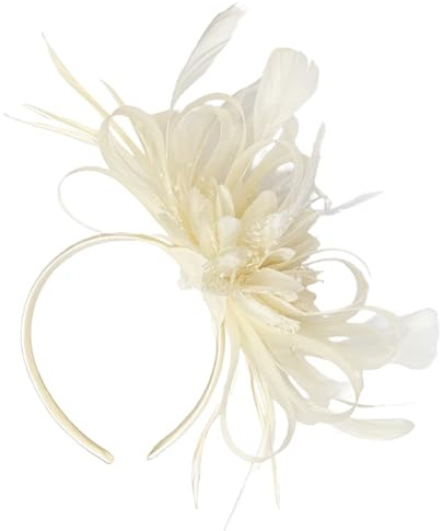 Caprilite grädde elfenbensfjäder hår fascinator pannband bröllop kunglig Ascot tävlingar