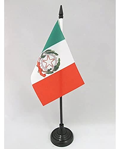 AZ FLAG Drapeau de Table Pavillon d'État d'Italie 15x10 cm Socle Plastique | Usage intérieur Drapeau de bureau italien Stendardo presidenziale d'Italia finition cousue et bords renforcés polyester 100D