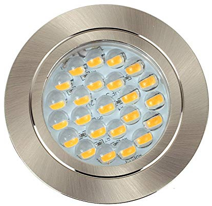 MiniSun | Modern Brushed Chrome 12V LED Caravan/Boat/Cabin Downlights | Lighting, Home Décor & Improvement Essential | Pack of 10 | 6000K Cool White | Mains Wired