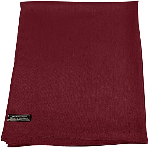 CJ Apparel Hand Made Nepalese Fringe Shawl Châle Pashmina, Bordeaux, Taille Unique Femme