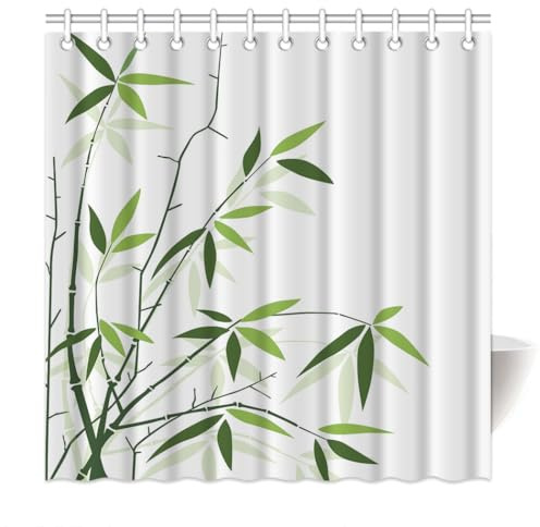 Violetpos Duschvorhänge Bambusblatt Duschvorhang Badezimmer Dekorative 120 x 180 cm