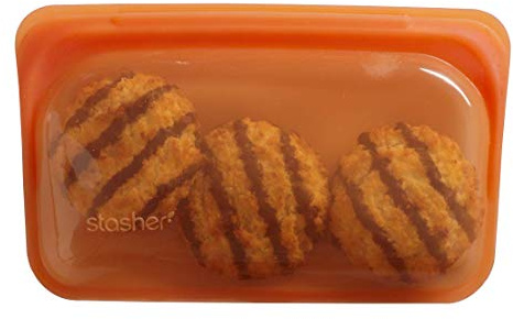 Stasher Lebensmittelbeutel aus wiederverwendbarem Silikon Snack zitrusgelb