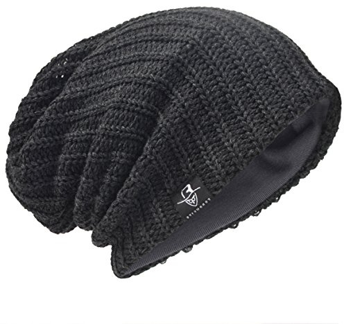 Herren Übergröße Beanie Slouch Schädel Kappe Stricken Winter Strickmütze B08