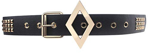 Udekit Goldnieten Schwarzen Ledergürtel für Harley Frauen Mädchen Kinder Cosplay Zubehör Ausrüstung