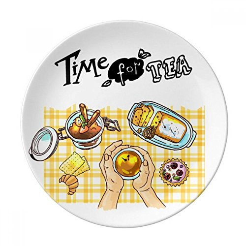 DIYthinker Time for tea Biscuits Chocolate Decorative Porcelain Dessert Plate 8 inch Dinner Home Gift