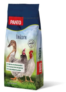 PANTO Hühnerfutter Unikorn 25 kg – gekörntes Geflügelfutter (3mm) für die Aufzucht, Mast, Legehennen - Alleinfuttermittel für Junghennen, Gänse, Enten, Pute