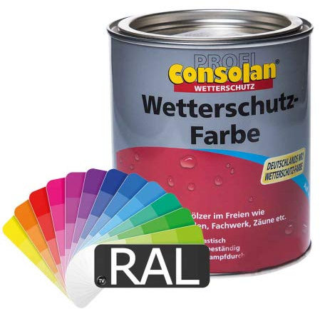 Consolan Profi Wetterschutzfarbe (RAL-Farben) 2,5l - Holzfarbe Holzschutzfarbe