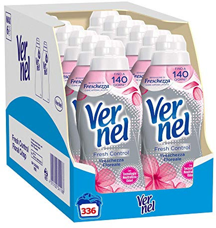 Vernel Fresh Control Ammorbidente Lavatrice profumato Neutralizza Odori, Freschezza Floreale, 12 x 28 Lavaggi, totale 336 lavaggi