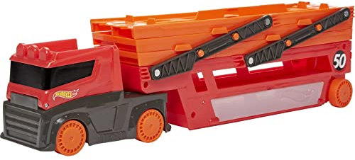 Hot Wheels Mega Hauler with Storage for Up To 50 1:64 scale cars ages 3 and Older 50th Anniversary Hot Wheels Graphics, GWT37