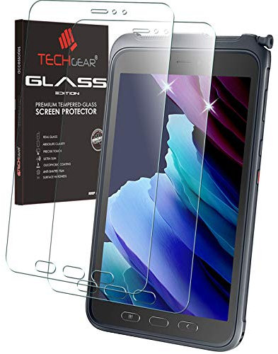 TECHGEAR 2 Stück Schutzfolie kompatible mit Samsung Galaxy Tab Active 3 8 [SM-T570 / T575 / T577] Schutzfolie Displayschutz folie aus gehärtetem Glas [9H] [Crystal Clarity]