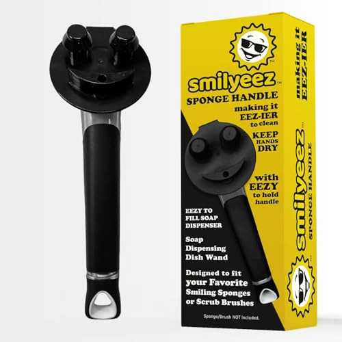 The Original Smiling Handle con dispensador de jabón para Scrub Daddy (Reg. TM) Esponja y Scrub Moji Sponge (Negro)