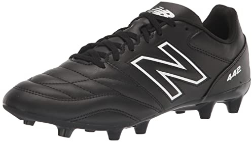 New Balance Men's 442 V2 Academy FG Soccer Shoe, Black/White, 10.5 Wide US