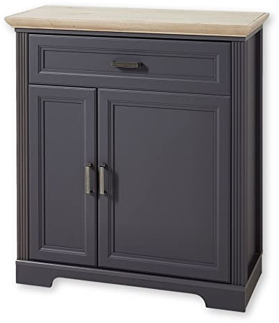 Stella Trading JASMIN Schuhschrank in Graphit, Artisan Eiche Optik - Landhausstil Schuhregal mit viel Stauraum für Ihre Schuhe - 93 x 102 x 41 cm (B/H/T) | Landhausstil Schuhregal für den Flur, geräumige Fächer, eine Schublade für Kleinigkeiten, viel Stauraum
