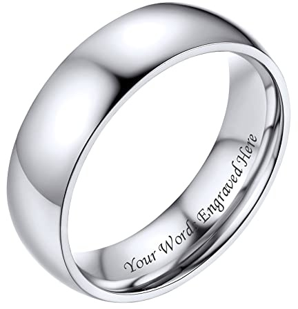 Bestyle Ring Herren Frauen Edelstahl Verlobungsring Partner Ringe mit Gravur Breit 2mm/4mm/6mm/8mm Ringgröße 54-67 Personalisiertes Geschenk
