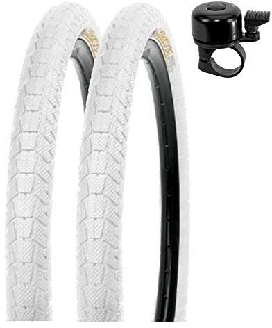 2 x Kenda K-907 Krackpot 20 BMX Fahrradreifen Fahrradmantel in Weiß 50-406 (20 x 1.95) inkl. Fahrradklingel