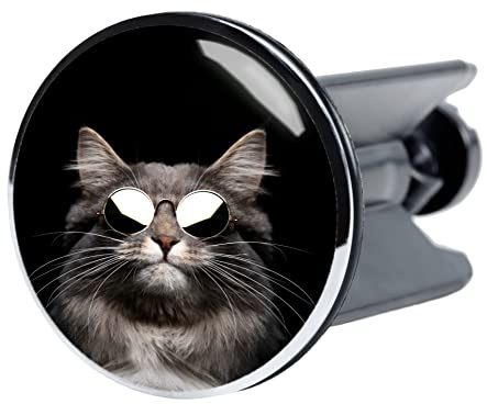 Sanilo Sink Plug 40 mm, Many Different Drain Plugs, Easy to Insert into the Wash Basin (Cool Cat)