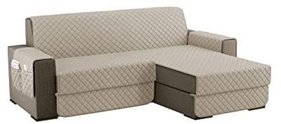 sevi's Sofa überzug 4 Sitzer - Sofabezug Wasserdicht Kratzfest - Couch Überzug Reversibel Fleckenresistent - Sofa Cover für Katzen und Hunden - Beige